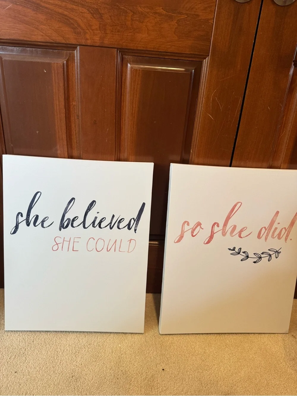 Inspirational Wall Canvas Set - Pink & Black Motivational Quote